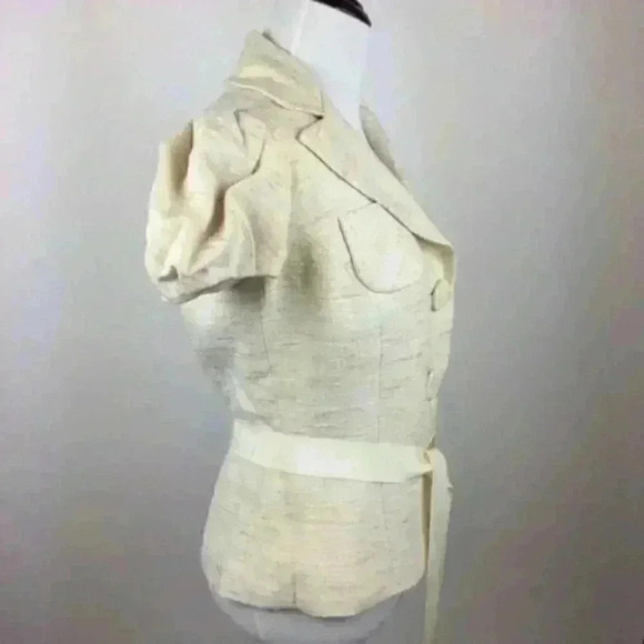 Trina Turk Blazer Size 4 Cream 100% silk slub puff - Picture 7 of 9